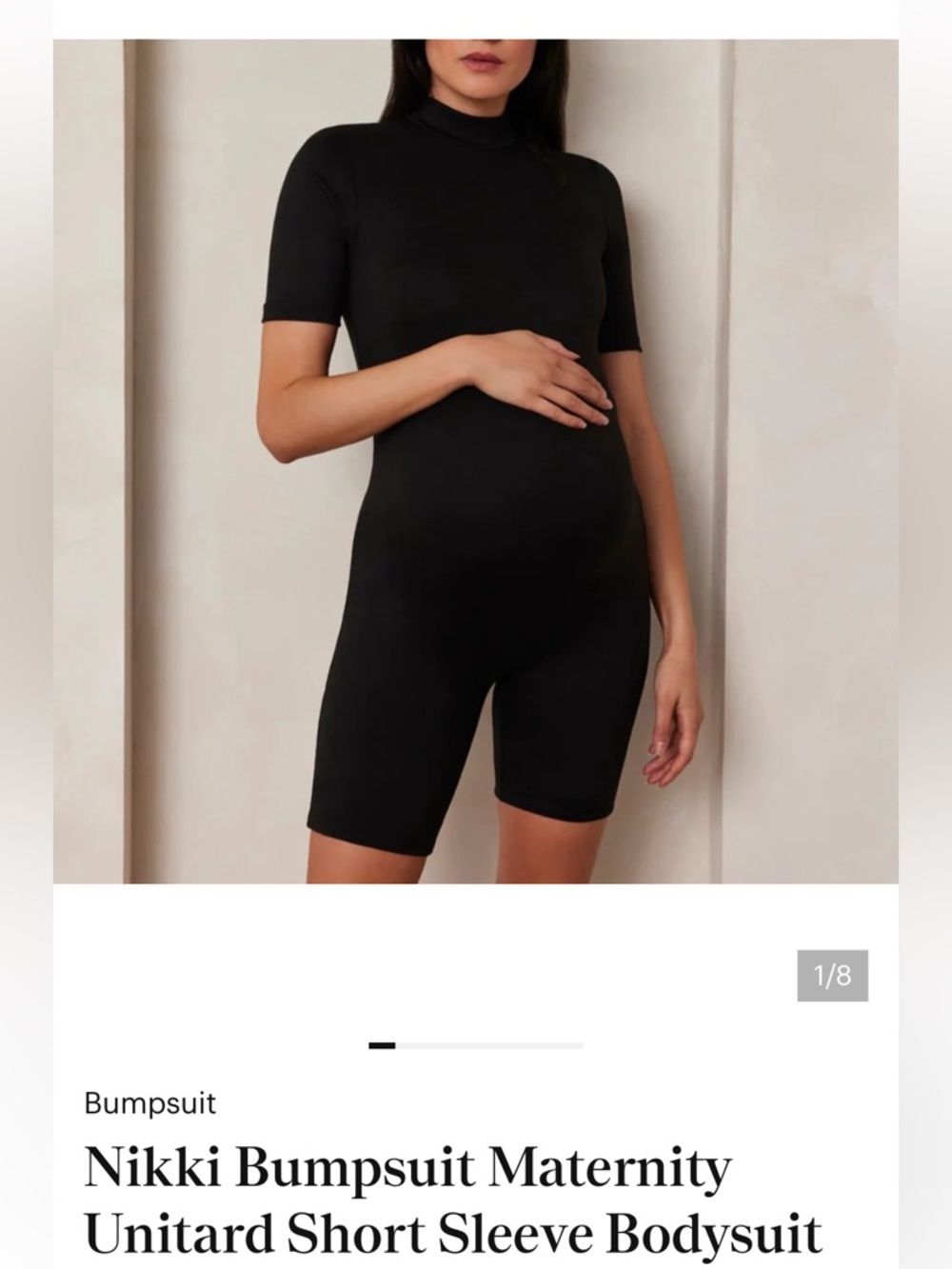 Nikki Maternity Bumpsuit Short Sleeve Unitary Bodysuit - Black